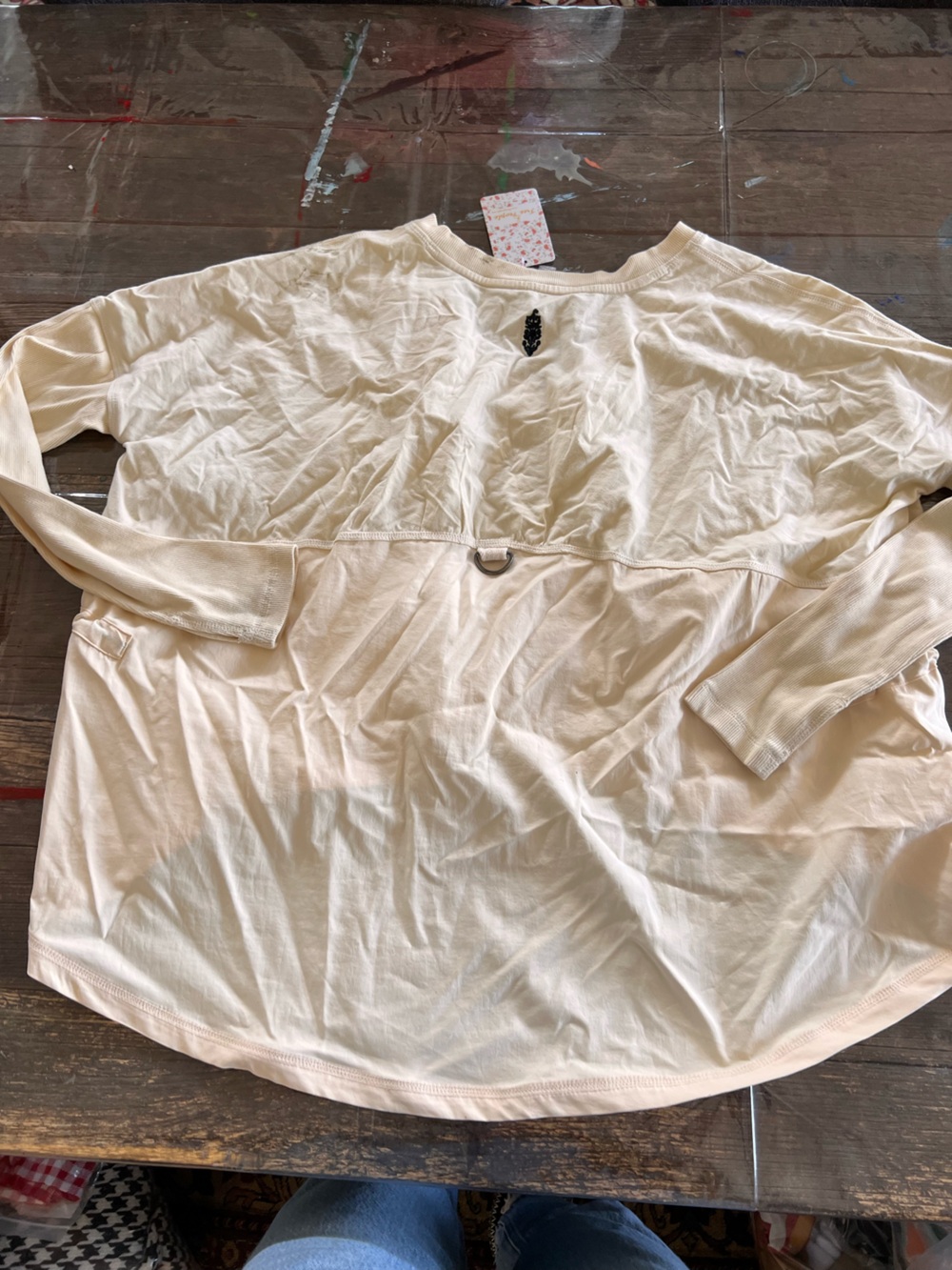 Free People Cream V-Neck Drawstring Tunic - Picture 9 of 11